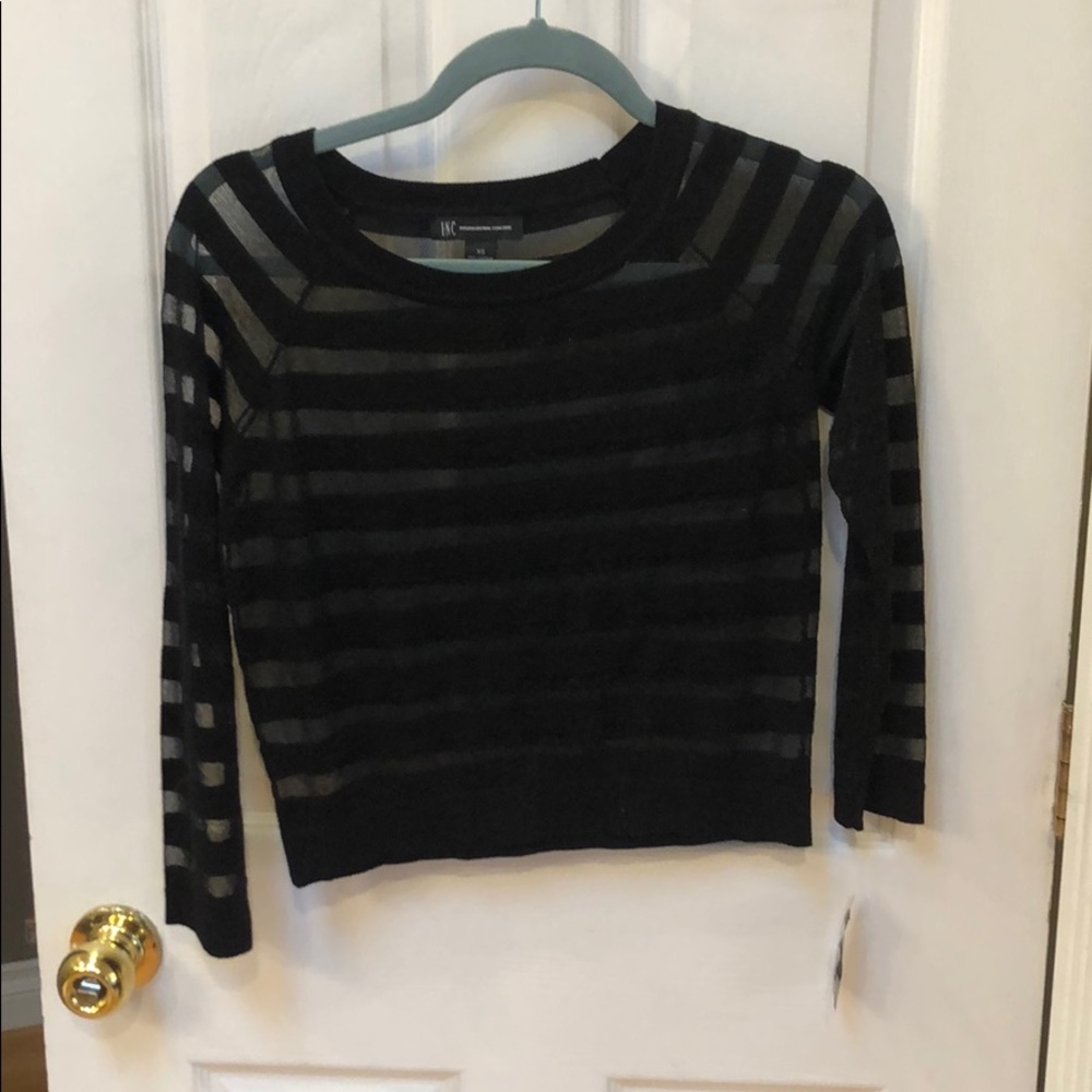 Black sheer stripped sweater